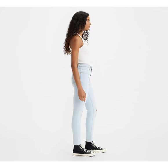 NEW LEVIS Womens 721 High Rise Skinny Jeans Light Wash Distressed Stretch 4 - Picture 3 of 7